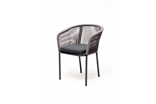MR1001585 стул из роупа, каркас алюминий светло-серый шагрень, роуп серый меланж, ткань светло-серая